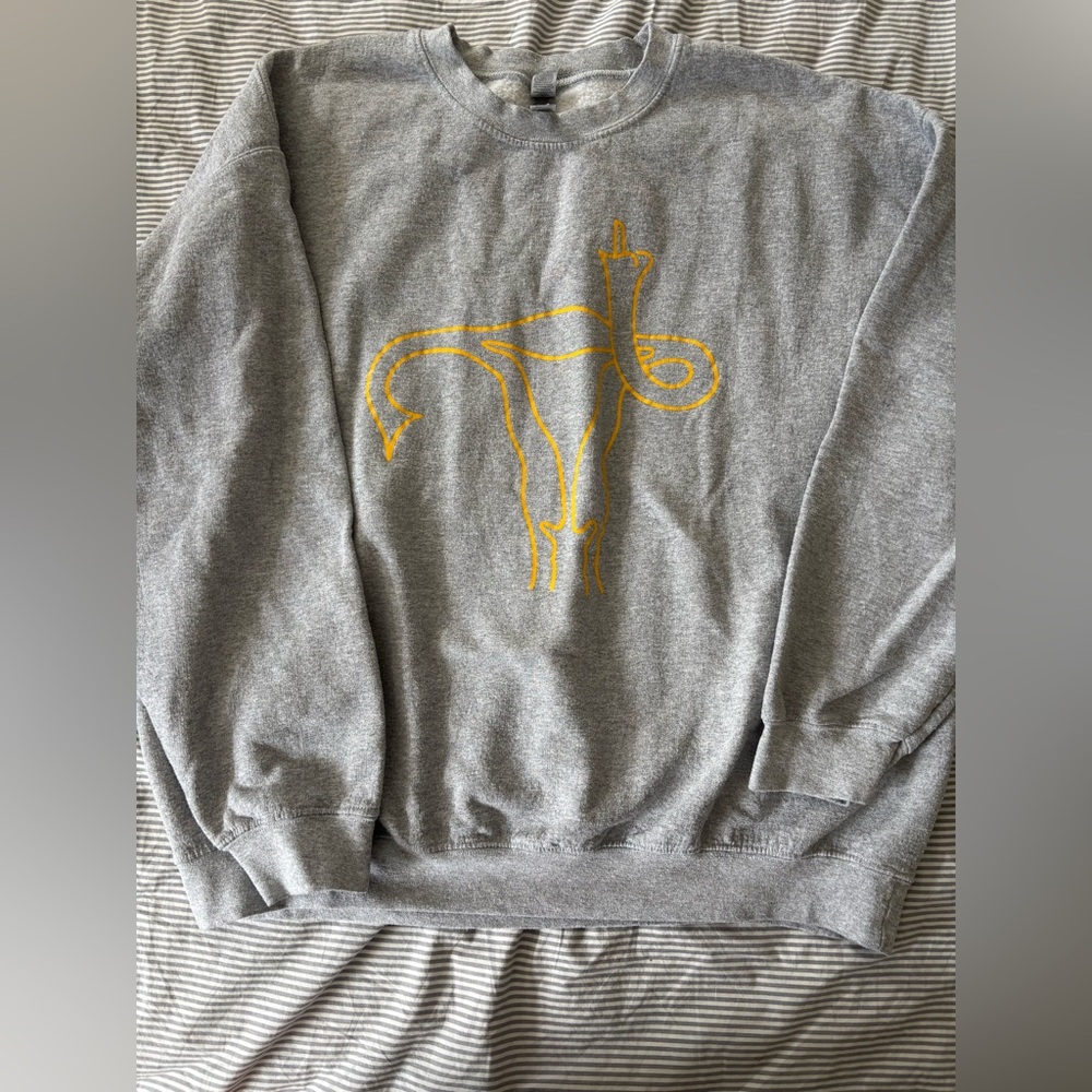 Gray Sweater with Yellow Fallopian Tube Design